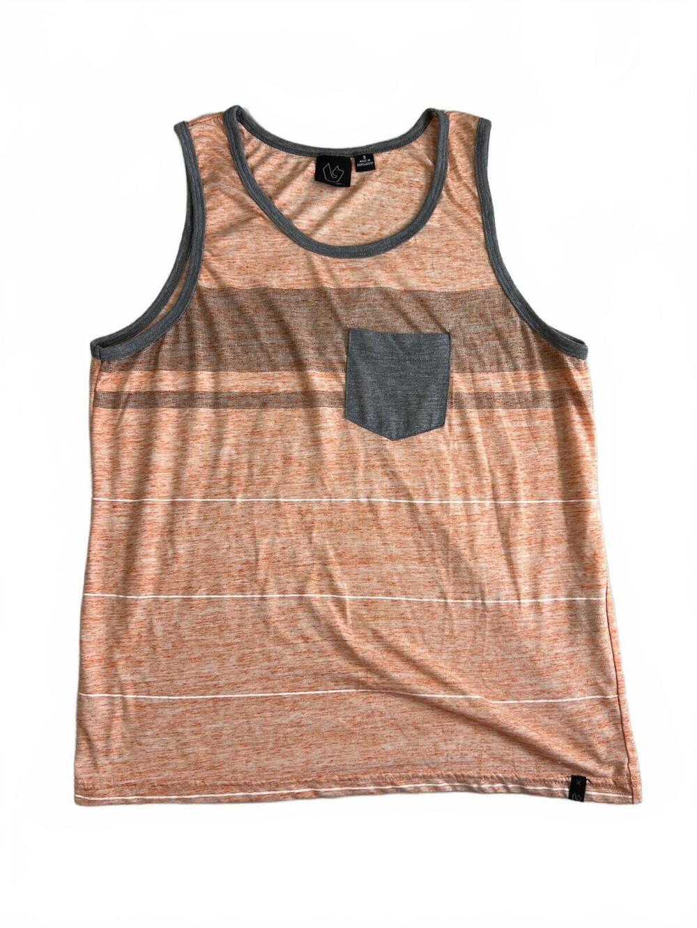 Burnside Men's Small Orange and Gray Sleeveless Tank Top
